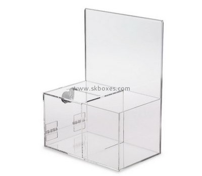 Bespoke transparent acrylic donation boxes with lock BBS-357