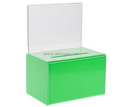 Bespoke green acrylic lockable suggestion box BBS-382