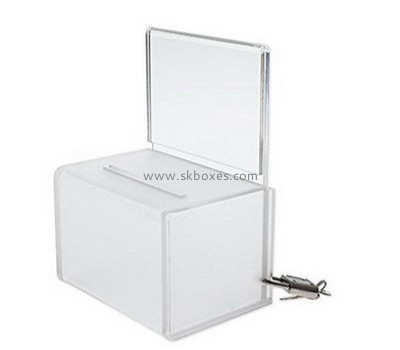 Bespoke acrylic clear donation box with lock BBS-381