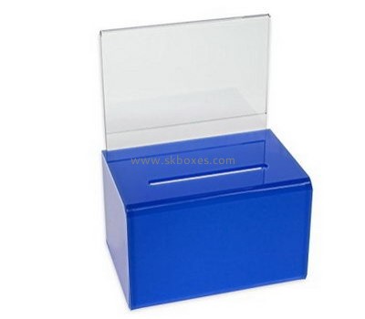 Bespoke blue acrylic donation boxes with locks BBS-383