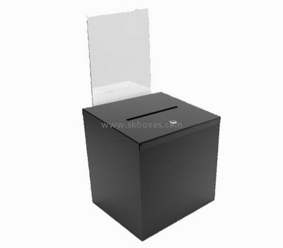 Bespoke black acrylic ballot box with lock BBS-379