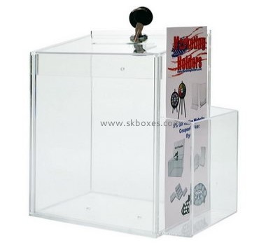 Bespoke clear acrylic donation box with sign holder BBS-398