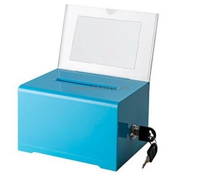 Bespoke blue acrylic collection box charity BBS-404