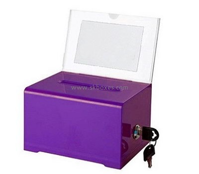 Bespoke purple acrylic charity collection boxes for sale BBS-406