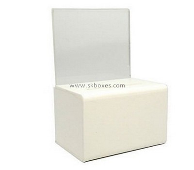 Bespoke white acrylic fundraising collection boxes BBS-407