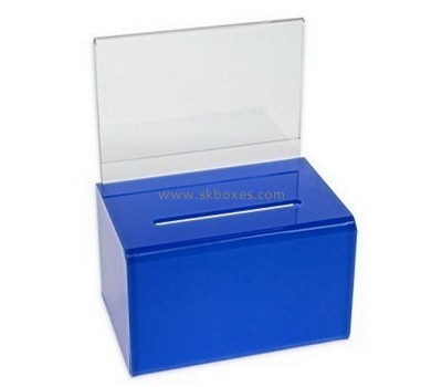 Bespoke blue acrylic charity money collection boxes BBS-408