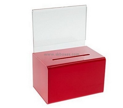Bespoke red acrylic donation collection box BBS-409