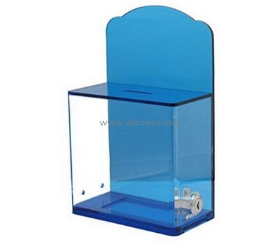 Bespoke blue acrylic money donation box BBS-456