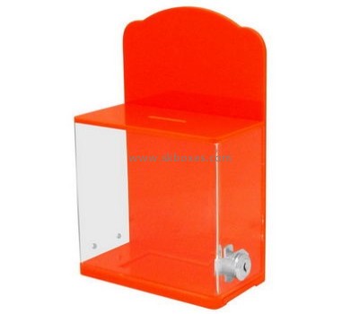 Bespoke orange acrylic locking donation box BBS-457