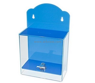 Bespoke blue acrylic wall mounted collection box BBS-464