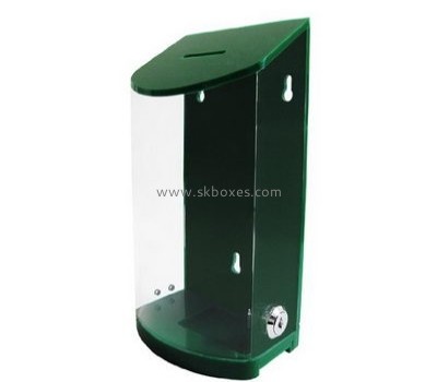 Bespoke green acrylic wall mounted suggestion box BBS-476