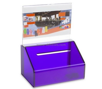 Bespoke purple acrylic donation boxes cheap BBS-502