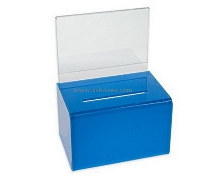 Bespoke blue acrylic fundraising boxes BBS-509