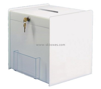 Bespoke white acrylic charity coin box BDB-109