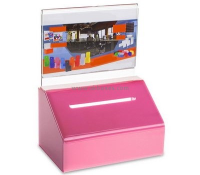 Customize pink acrylic charity donation boxes BDB-120