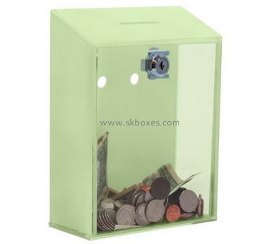 Customize green acrylic charity box BDB-129