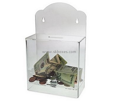 Customize clear acrylic wall mounted donation box BDB-140