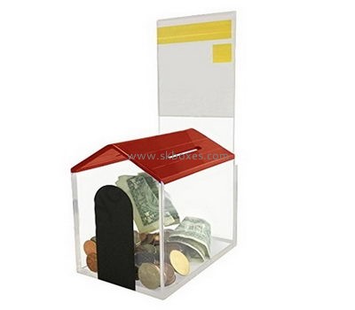 Customize acrylic house donation box BDB-142