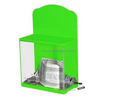Customize green acrylic donation box BDB-143