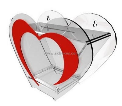 Customize clear acrylic heart shape donation box BDB-151