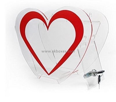 Customize heart shape clear acrylic charity box BDB-155