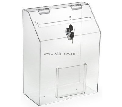 Customize clear acrylic donation box with sign holder BDB-157