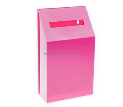 Customize pink acrylic coin donation box BDB-167