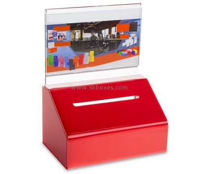 Customize red acrylic small donation box BDB-172