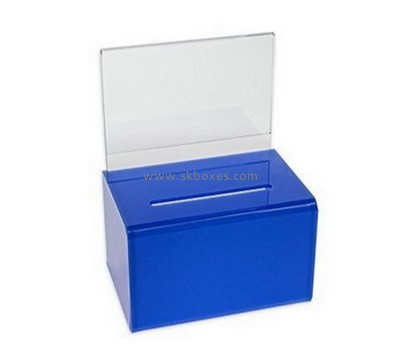 Customize blue plastic donation boxes BDB-178
