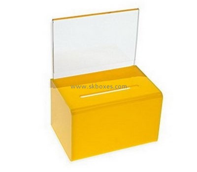 Customize yellow donation box with lock BDB-179
