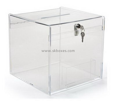 Box manufacturer custom large clear acrylic lockable donation boxes BDB-083