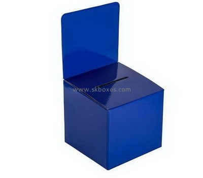 Custom blue acrylic charity box BBS-726