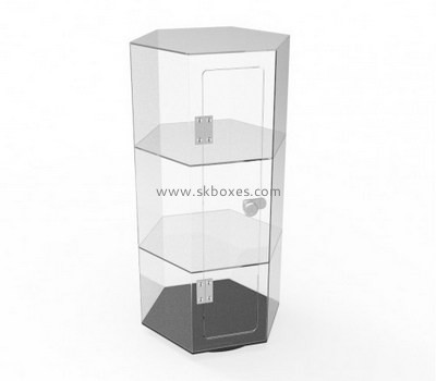 Custom 3 tiers hexagon acrylic lockable display cabinet BDC-2055