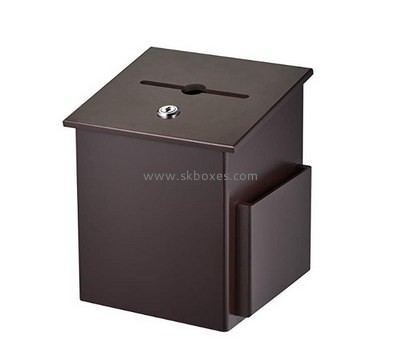 Custom lockable acrylic voting box with brochure holder BDC-2083