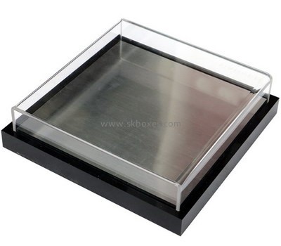 Custom flat acrylic display case with black base BDC-2156