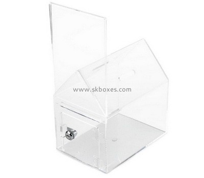 Custom clear acrylic donation box with sign holder BDC-2199