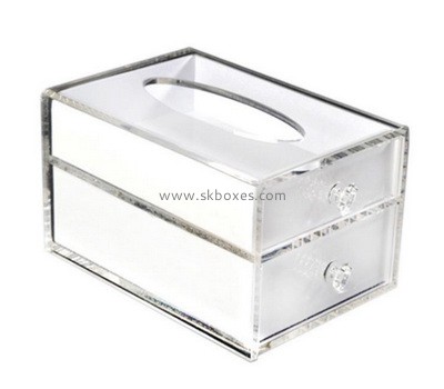 Custom clear acrylic tissue paper box with organizer BDC-2210