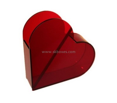 Custom heart shape red acrylic flower box BDC-2256