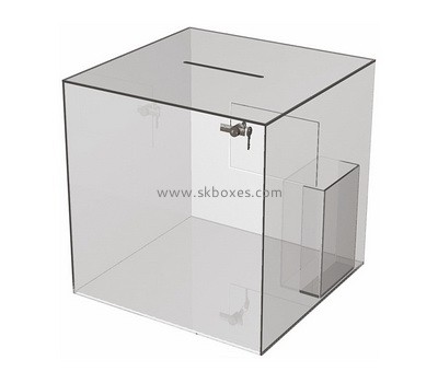 Custom acrylic suggestion box with brochure holder BDC-2262