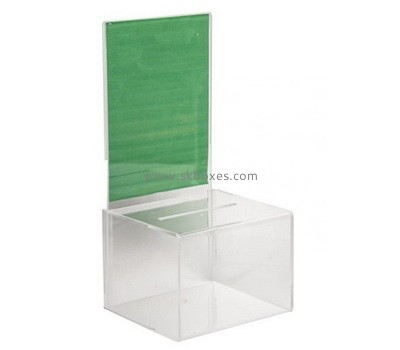 Custom acrylic suggestion box with sign holder BDC-2264