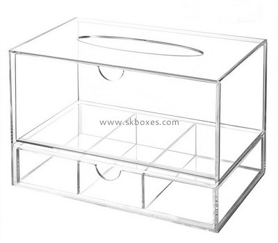 Custom acrylic plexiglass facial tissue box with drawer BDC-2275