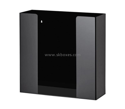 Custom black acrylic glove box dispenser, wall mounted plexiglass holder BDC-2277