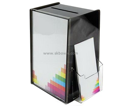 Black acrylic ballot box with brochure and sign holder BBS-722