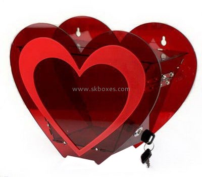 Bespoke heart shape acrylic coin donation containers BBS-562