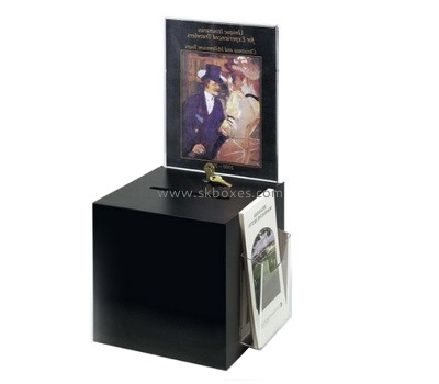 Custom design black acrylic suggestion box with lock BBS-009