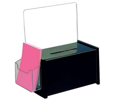 Custom acrylic plastic ballot box with brochure insert BBS-016