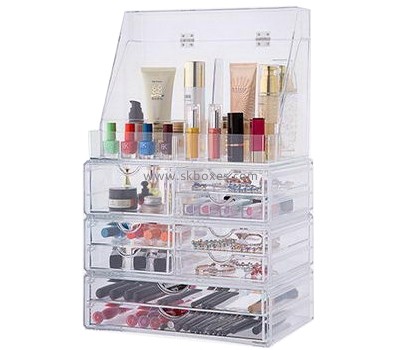 Custom clear plastic display cases cosmetic organizer case makeup holder box BMB-075