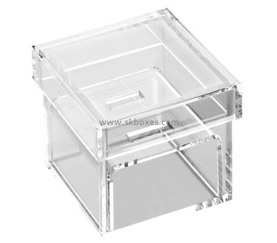 Plexiglass manufacturer custom acrylic wedding ring box lucite gift ring box BSC-093