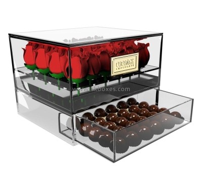 Perspex supplier custom acrylic gift box plexiglass rose box BSC-097
