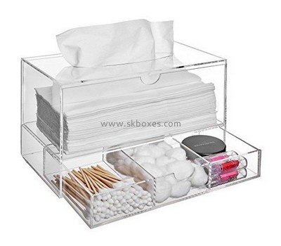 Acrylic manufacturer custom plexiglass tissue box cotton pad organizer box BTB-073